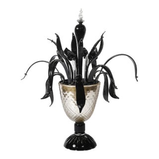 Mid-Century Expansive Leaf Form Handblown Murano Glass & 24kt Gold Fleck Uplight For Sale