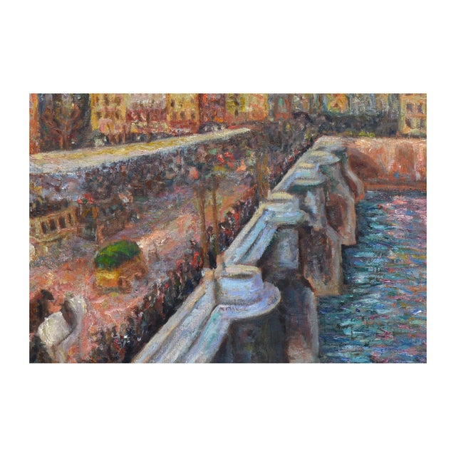Pont Neuf, After Pissarro - Mid-Cent. French Impressionist Paris Street Scene A wonderful mid-century copy of Pissarro's...