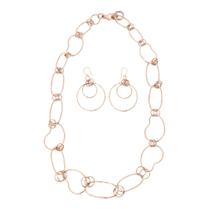 Vintage Signed Ippolita Rose Gold Over Sterling Silver Loop Necklace & Earrings - 3 Pieces