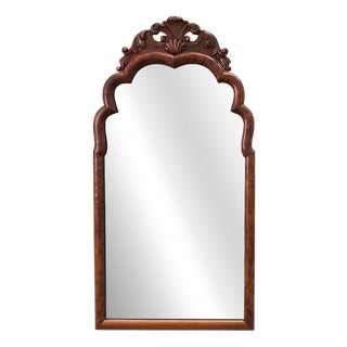 Louis XV Style Root Veneer Mirror with Scalloped Curved Frame and Oister Crest, 1800s For Sale