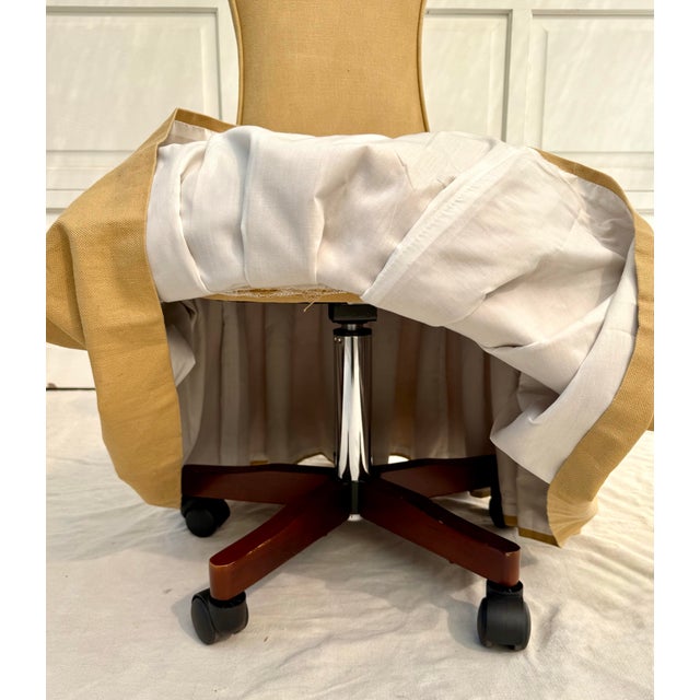 Frontgate Upholstered "Elena" Rolling Vanity Chair With Pleated Skirt For Sale - Image 10 of 12