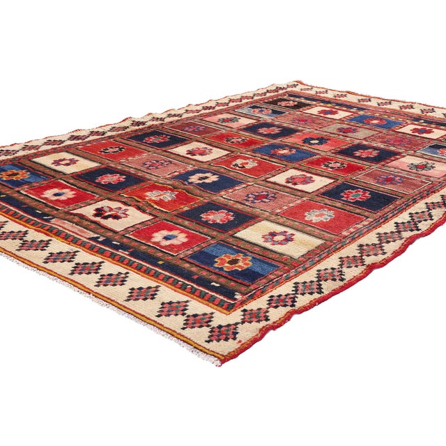 78860 Vintage Persian Lori Checkerboard Rug, 05'03 x 07'06. This exquisite hand-knotted wool vintage Persian Lori rug...