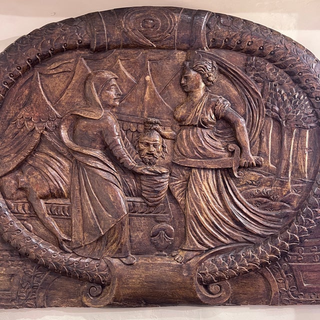 Wood Large Limewood Relief Plaque of Judith and Holofernes, 18th Century For Sale - Image 7 of 8