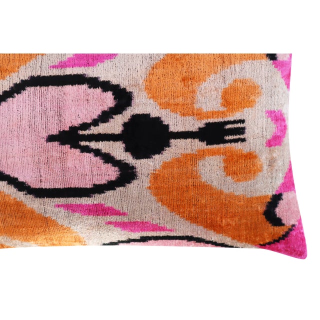 Handmade Pink & Orange Silk Velvet Throw Pillow & Down Insert For Sale In San Francisco - Image 6 of 12
