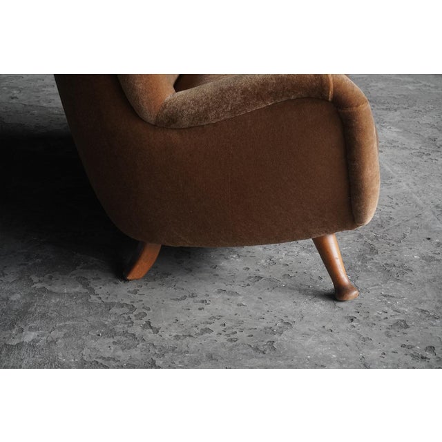 1920s 3-Seater Sofa from Berga Mobler with Brown Mohair Upholstery from Pierre Frey, Denmark, 1940s For Sale - Image 5 of 9