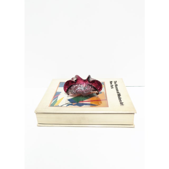 Mid 20th Century Italian Murano Magenta Pink Silver Art Glass Bowl For Sale - Image 5 of 8