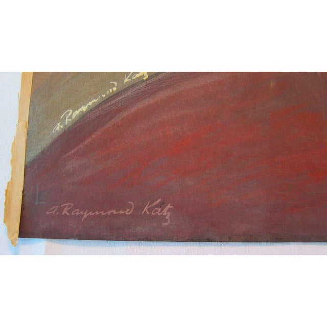 A Judaica painting with Hebrew Calligraphy by noted Chicago Modernist. Alexander Raymond Katz (his Hungarian first name,...