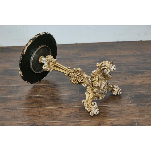 Baroque Italian Baroque Revival 19th-Century Carved Gilt Table with Zebra Hide Top For Sale - Image 3 of 12