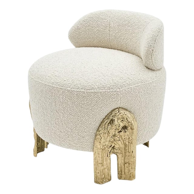Kahy Wild White Fabric Bench by Maeve For Sale
