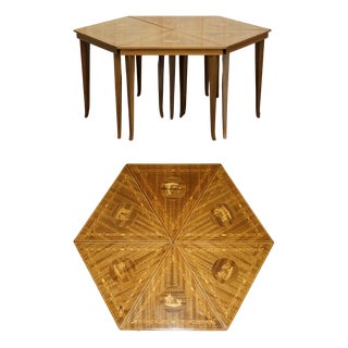 Vintage Italian Marquetry Inlaid Triangle Nesting Tables, 1950s, Set of 6 For Sale