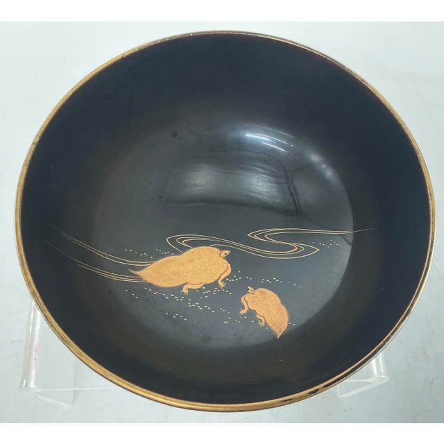 Antique Japanese Gold Decorated Maki-E Laquer Bowl With Lid For Sale - Image 9 of 12