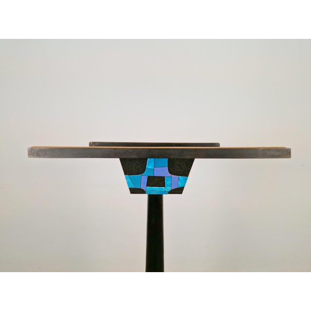 Vintage Bookstand lectern copper 1950 Dutch / 1950 / tripod bookstand / copper, enamel, leather / vintage - brutalist A...