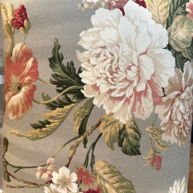 Double sided decorative pillow cover handcrafted from 100% linen/cotton with a floral pattern printed off white, live...
