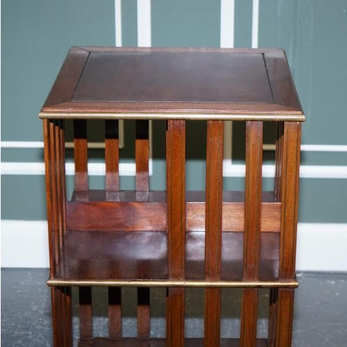 French Military Campaign Brass Inlaid Revolving Bookcase For Sale - Image 4 of 17