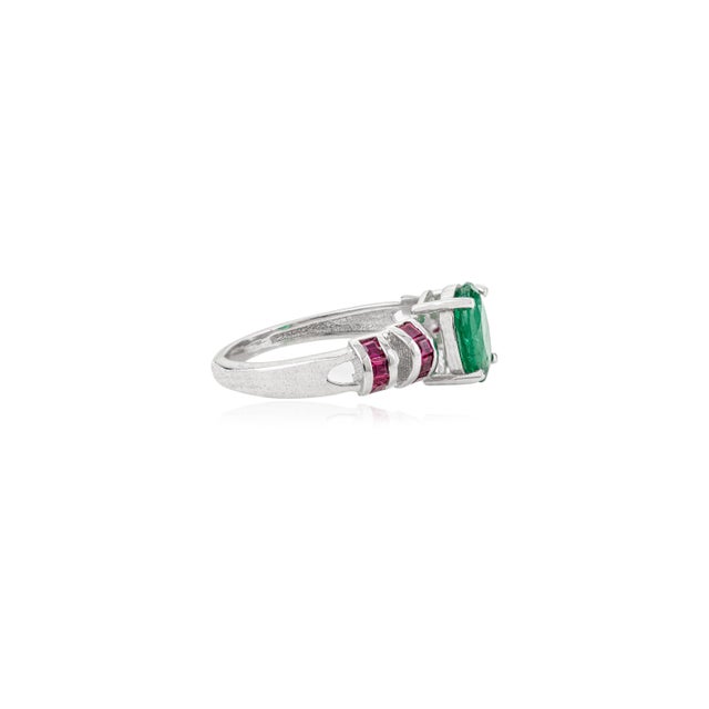 Not Yet Made - Made To Order Art Deco Oval May Birthstone & Ruby Ring in Solid Silver by Carat&her - Size 8.5 For Sale - Image 5 of 11