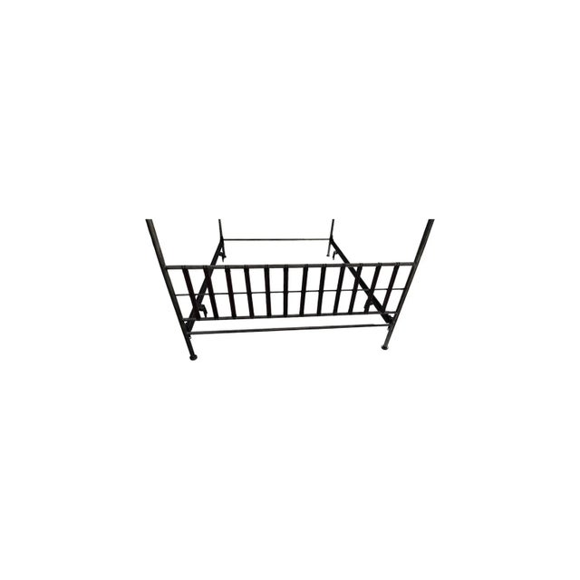 Traditional Vintage Regency Silver Leaf Palm Tree Queen Size Canopy Bed For Sale - Image 3 of 9