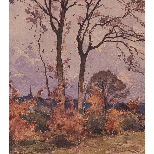 Paul Lecomte (1877-1950, French) Fall Watercolor Landscape Painting For Sale - Image 4 of 10