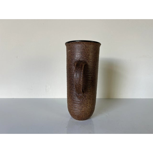 Ceramic 80's Vintage Handmade Organic Pottery Pitcher Vase, Signed For Sale - Image 7 of 13