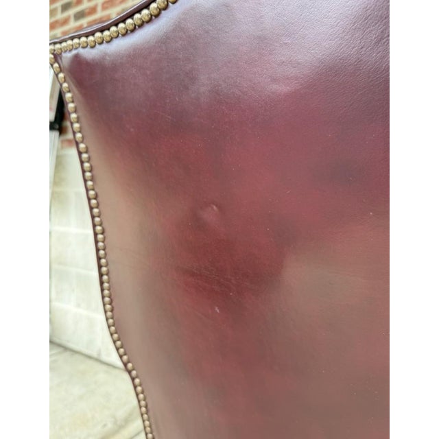 Pair of Vintage Maroon Leather Wingback Chairs by Classic Leather For Sale - Image 16 of 17