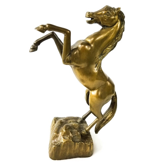 MidCentury Modern Brass Rearing Horse Figurine Statue Western
