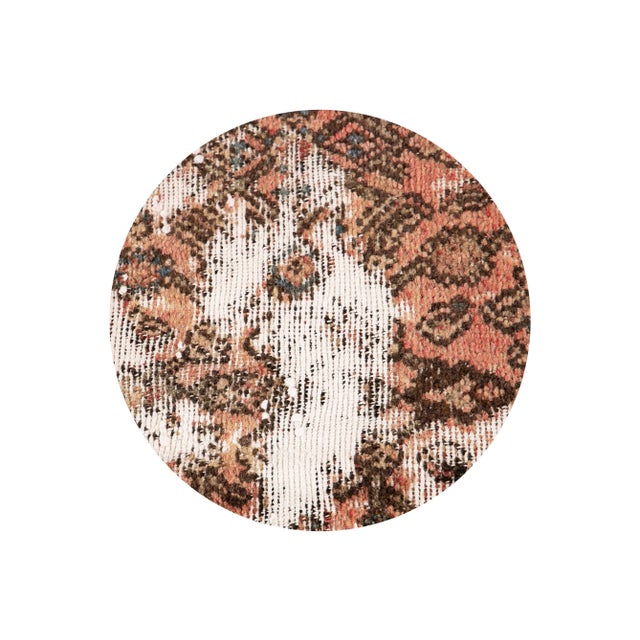 Beautiful Vintage rug, hand knotted wool with a distressed blush color, tan and brown accents in all-over medallion...