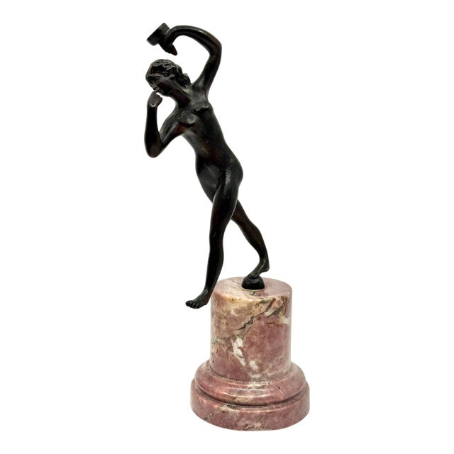 Early 20th Century Grand Tour Neoclassical Minauture Bronze Mounted on Beautiful Rouge Marble Base For Sale