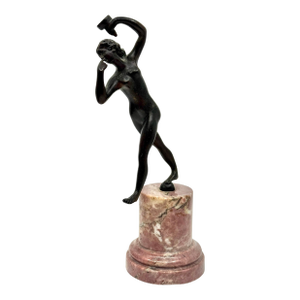 Early 20th Century Grand Tour Neoclassical Minauture Bronze Mounted on Beautiful Rouge Marble Base