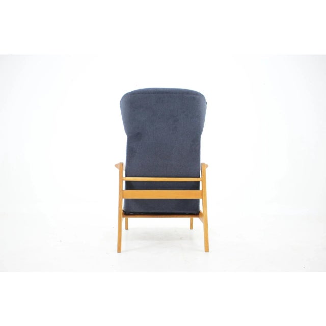 Wood Czechoslovakian Oak Reclining Wing Chair, 1960s For Sale - Image 7 of 15