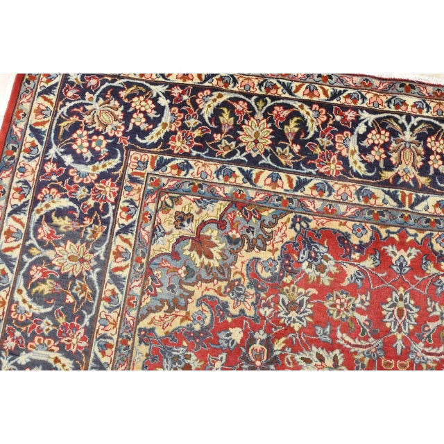 Textile Najafabad Rug 8’2” X 12′ Red Wool Traditional Vintage Hand-Knotted Carpet For Sale - Image 7 of 15