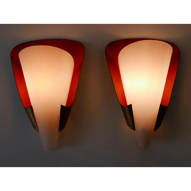 Mid-Century Modern German Brass & Acrylic Glass Sconces, 1960s, Set of 2 For Sale - Image 4 of 18