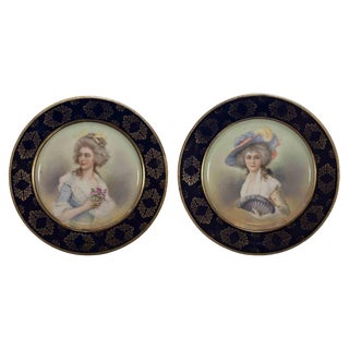 Decorated Plates, Early 20th Century, Set of 2 For Sale