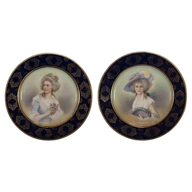Decorated Plates, Early 20th Century, Set of 2 For Sale