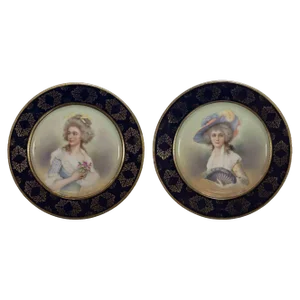 Decorated Plates, Early 20th Century, Set of 2