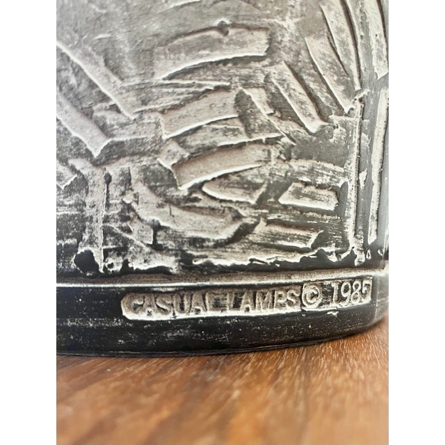 Large Ceramic Table Lamp With Engraved Detail | by Casual Lamps of California For Sale - Image 11 of 11