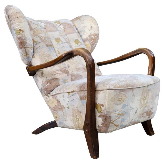 Art Deco Oak Wingback Chair, Czech Republic, 1920s For Sale - Image 12 of 12