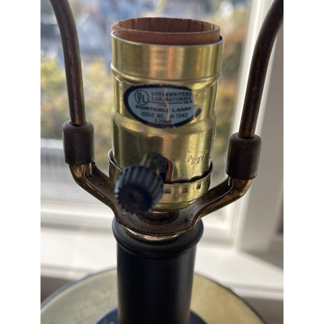 Early 20th Century Brass Reverse Painted Asian Sail Junk Ship Boat Wave Theme Lamp For Sale - Image 12 of 12