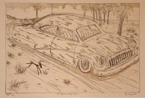 1989 "50 Ford De Ese Eme" Etching by Gilbert Magú Luján