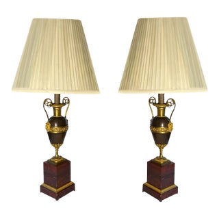 Early 19th Century Empire Bronze Dore Lamps - a Pair For Sale