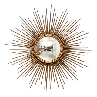 Large Antique Sunburst Mirror from Chaty Vallauris, 1950s For Sale