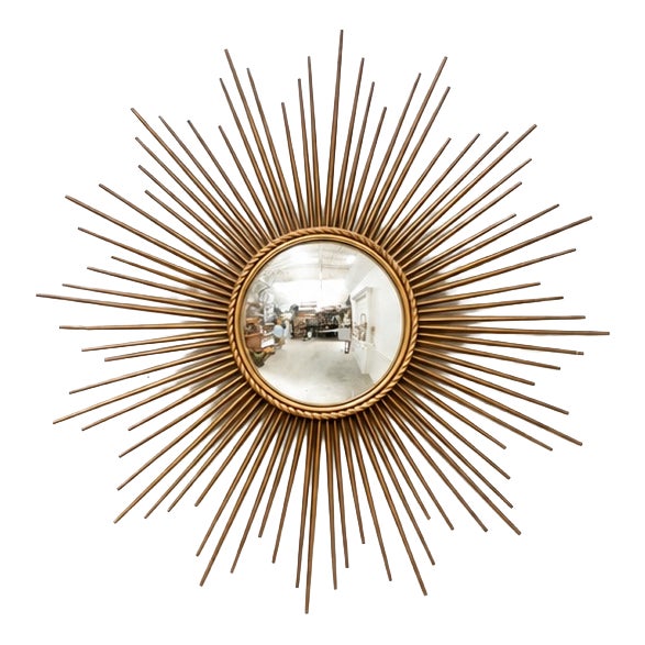 Large Antique Sunburst Mirror from Chaty Vallauris, 1950s For Sale