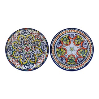 Handmade Large Ceramic Serving Decorative, Center Table Plate, Set of 2 For Sale