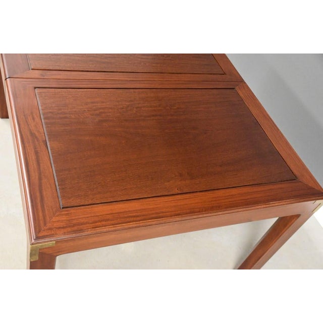 Brown Vintage Solid Mahogany and Brass Dining Table For Sale - Image 8 of 13