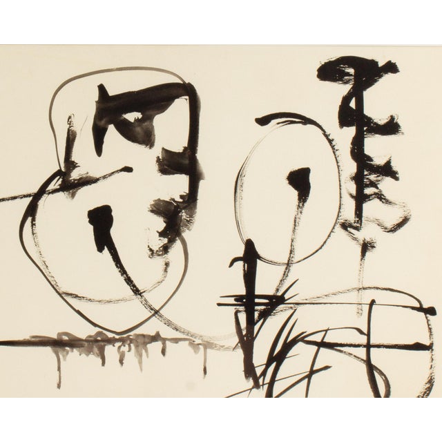 Black 1961 Abstract Ink Painting by Walter Stomps For Sale - Image 8 of 8