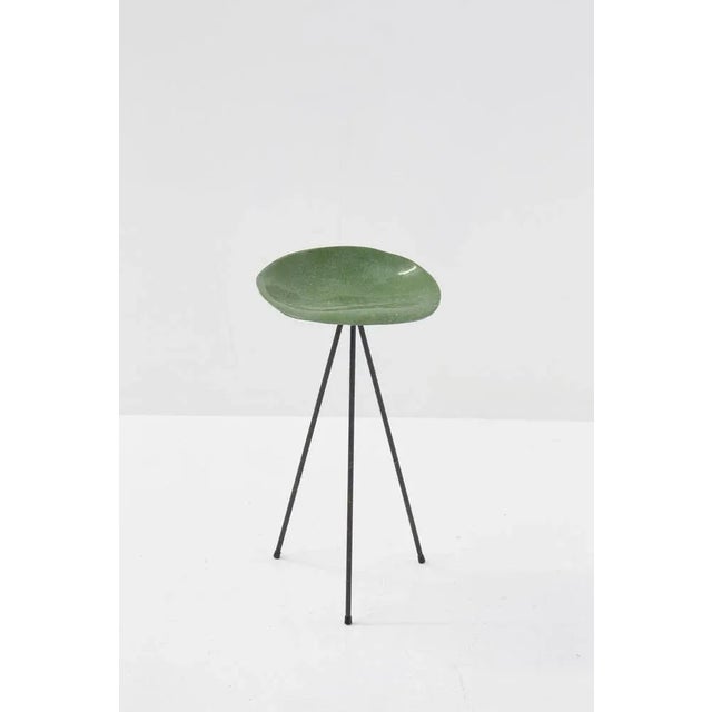 Mid-Century Modern Green Stool in French Resin by Jean Raymond Picard, 1955 For Sale - Image 3 of 7