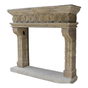 Rare Reclaimed Italian Limestone Fireplace Mantel