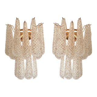 Contemporary Modern “Conchiglie” Murano Glass Gold Wall Sconce-Set of Two For Sale