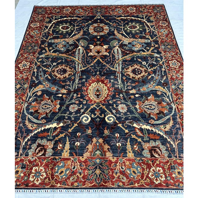 Persian Navy Sultani Area Hand-Knotted Wool Rug - 10'0" X 8'1" For Sale - Image 3 of 15