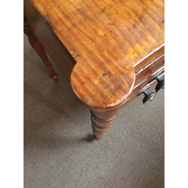 American Sheraton Tiger Maple Three-Drawer Drop Leaf Writing Table C1810 For Sale - Image 10 of 10