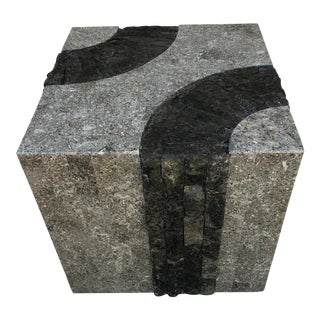 Graphic Tessellated Marble Side Table Maitland-Smith Style For Sale