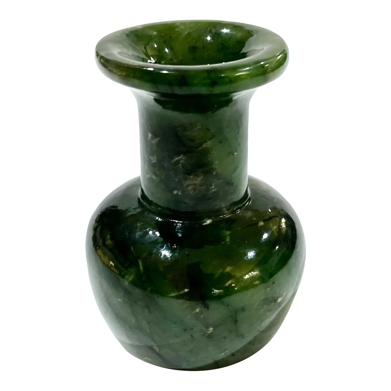 1970's Siberian "Spinach" Nephrite Jade Bud Vase Chairish